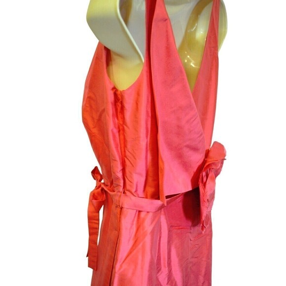 Lovely $295 J Crew Nanami Coral Pink Dupioni Silk Dress V Back + rosette Size 2 - Picture 5 of 6